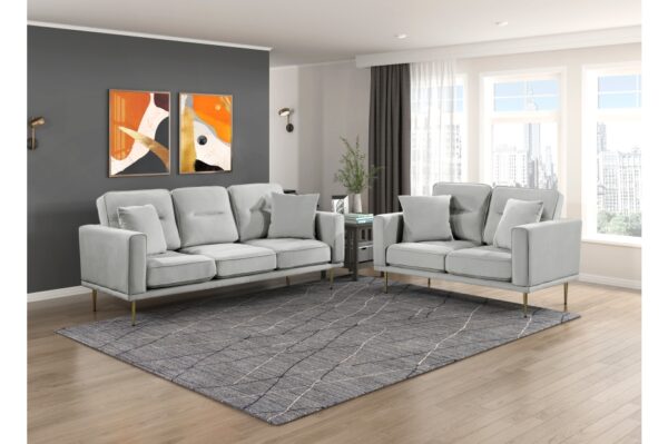 9417GRY Seating-Violetta Collection 2pc Set: Sofa, Love