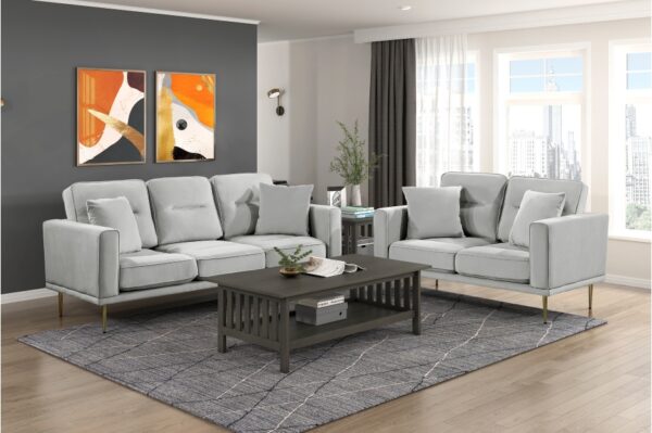 9417GRY Seating-Violetta Collection 2pc Set: Sofa, Love