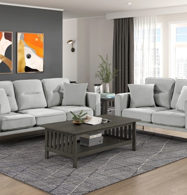 9417GRY Seating-Violetta Collection 2pc Set: Sofa, Love