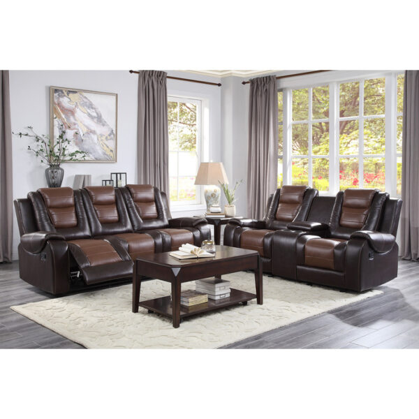 9470BR-3 Double Reclining Sofa with C...