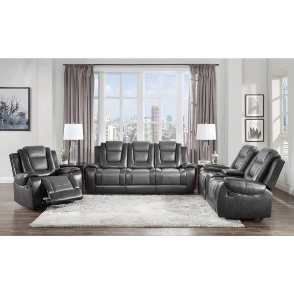 9470GY-3 Double Reclining Sofa with C...