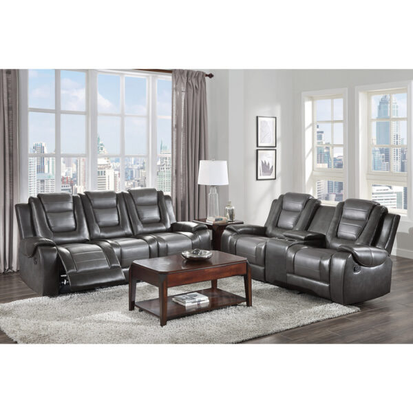9470GY-3 Double Reclining Sofa with C...