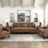 9489BRW Seating-Mallory Collection 2pc Set: Sofa, Love