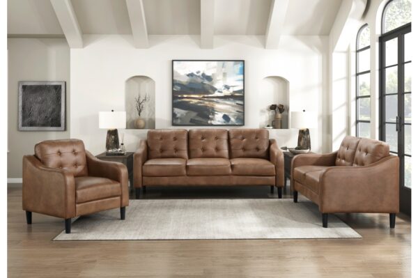 9489BRW Seating-Mallory Collection 2pc Set: Sofa, Love