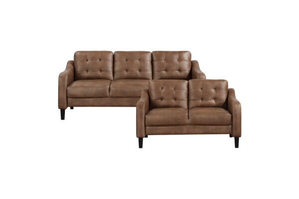 9489BRW Seating-Mallory Collection 2pc Set: Sofa, Love