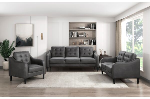 9489GRY Seating-Mallory Collection 2pc Set: Sofa, Love