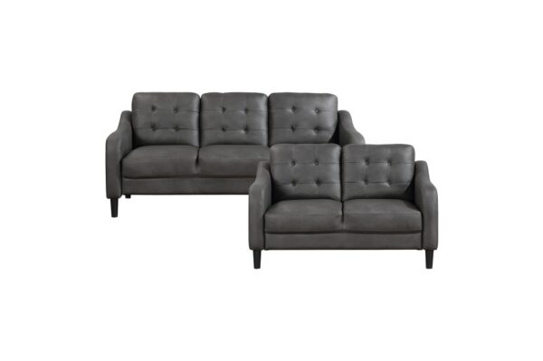 9489GRY Seating-Mallory Collection 2pc Set: Sofa, Love