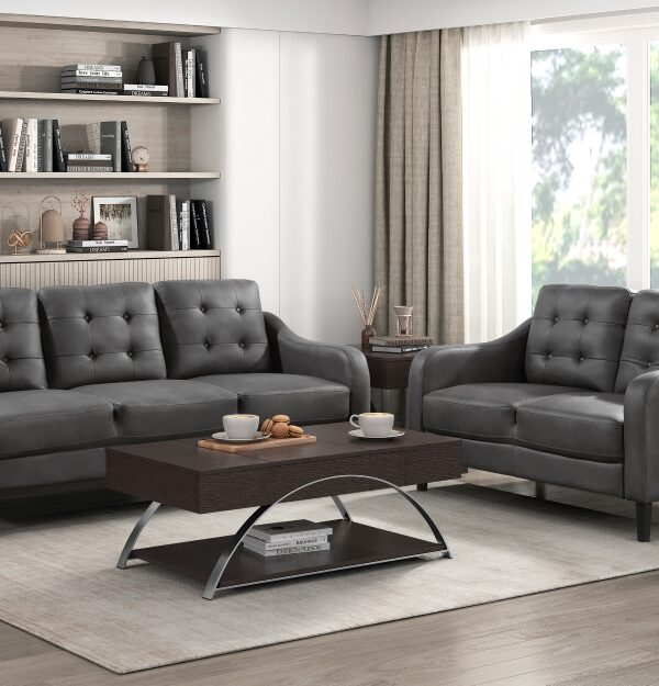 9489GRY Seating-Mallory Collection 2pc Set: Sofa, Love