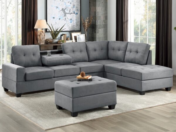 9507DGY Seating-Maston Collection 2-Piece Reversible Sectional...