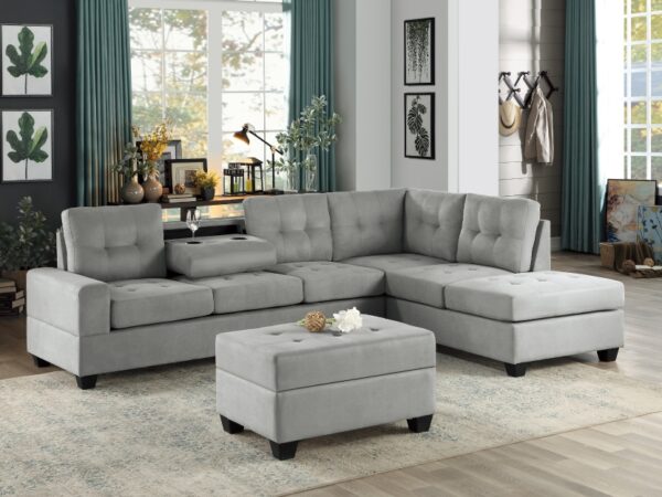 9507GRY Seating-Maston Collection 2-Piece Reversible Sectional...