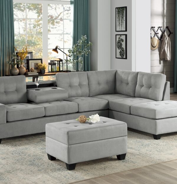 9507GRY Seating-Maston Collection 2-Piece Reversible Sectional...