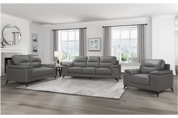 9514DGY Seating-Mischa Collection 2pc Set: Sofa, Love