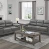 9514DGY Seating-Mischa Collection 2pc Set: Sofa, Love