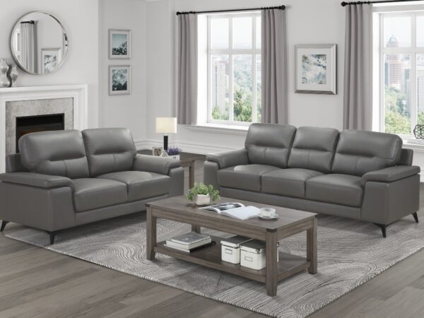 9514DGY Seating-Mischa Collection 2pc Set: Sofa, Love