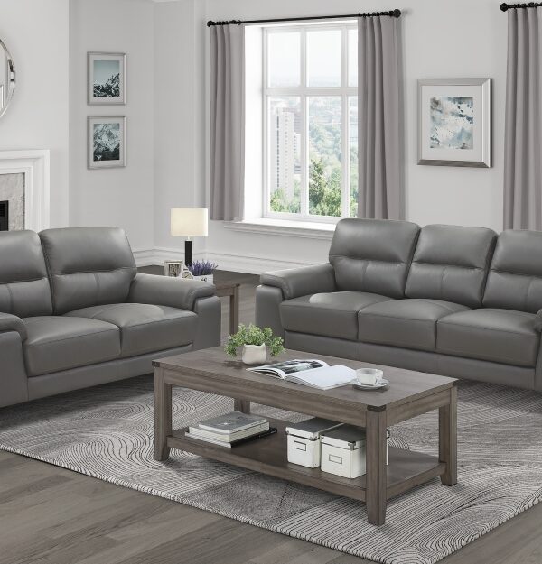 9514DGY Seating-Mischa Collection 2pc Set: Sofa, Love