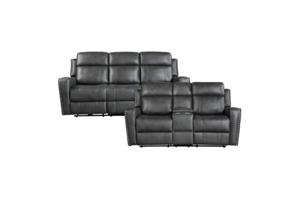 9515DGY-PW Seating-Kellen Collection 2pc Set: Sofa, Love (Power)