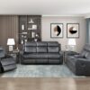 9515DGY-PW Seating-Kellen Collection 2pc Set: Sofa, Love (Power)