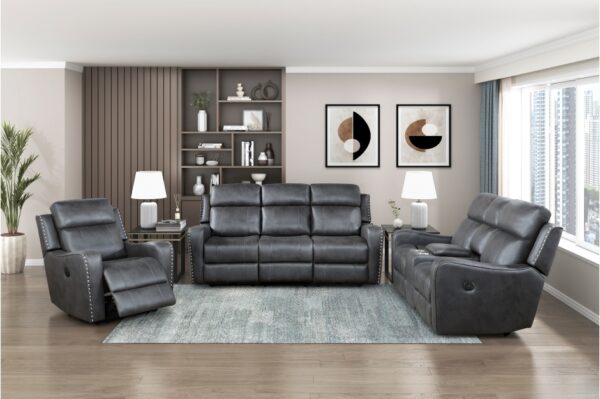 9515DGY-PW Seating-Kellen Collection 2pc Set: Sofa, Love (Power)