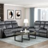 9515DGY-PW Seating-Kellen Collection 2pc Set: Sofa, Love (Power)