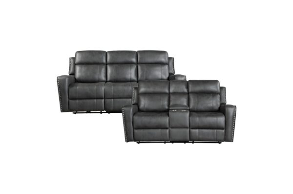9515DGY Seating-Kellen Collection 2pc Set: Sofa, Love