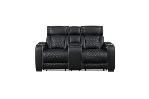 9516BLK Seating-Fairway Collection 2pc Set: Sofa, Love (Power)