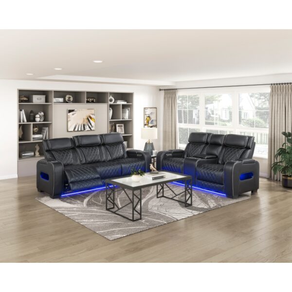 9516BLK-3PWH Power Double Reclining Sofa ...
