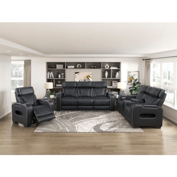 9516BLK-3PWH Power Double Reclining Sofa ...