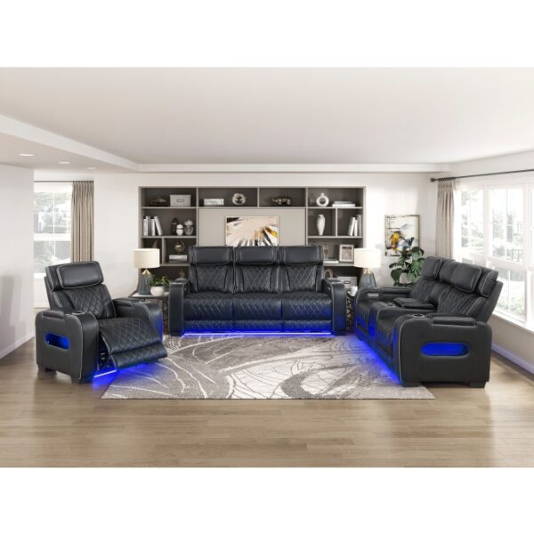 9516BLK-3PWH Power Double Reclining Sofa ...