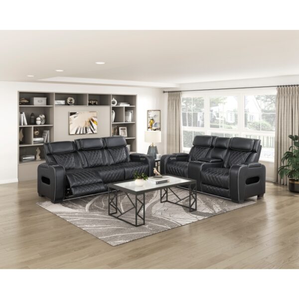 9516BLK-3PWH Power Double Reclining Sofa ...