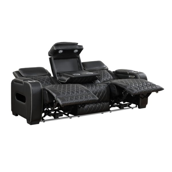 9516BLK-3PWH Power Double Reclining Sofa ...