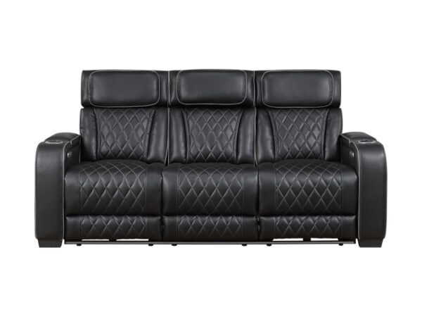 9516BLK-3PWH Power Double Reclining Sofa ...