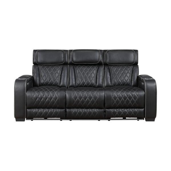 9516BLK-3PWH Power Double Reclining Sofa ...