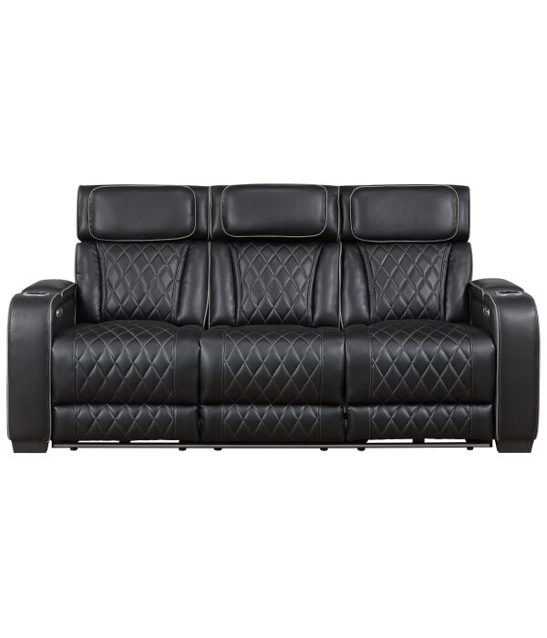 9516BLK-3PWH Power Double Reclining Sofa ...
