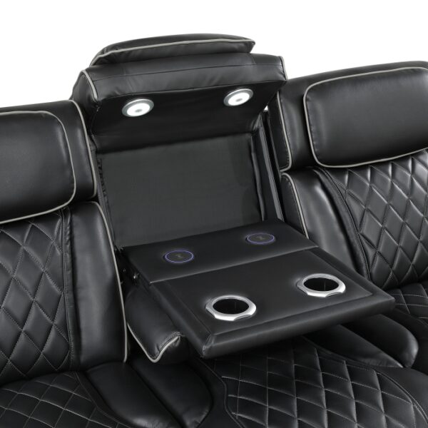 9516BLK-3PWH Power Double Reclining Sofa ...