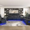 9516BLK Seating-Fairway Collection 2pc Set: Sofa, Love (Power)