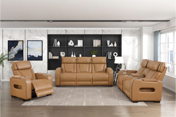9516BRW Seating-Fairway Collection 2pc Set: Sofa, Love (Power)
