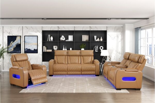 9516BRW Seating-Fairway Collection 2pc Set: Sofa, Love (Power)
