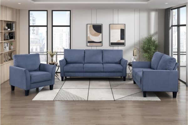 9519BUE Seating-Aliana Collection 2pc Set: Sofa, Love