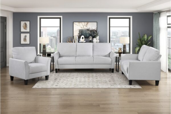 9519GRY Seating-Aliana Collection 2pc Set: Sofa, Love