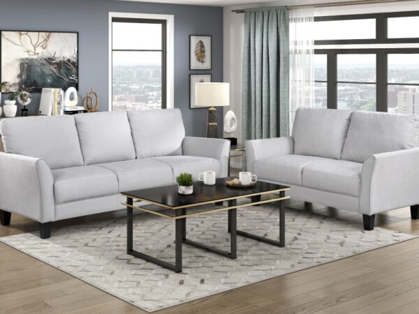9519GRY Seating-Aliana Collection 2pc Set: Sofa, Love