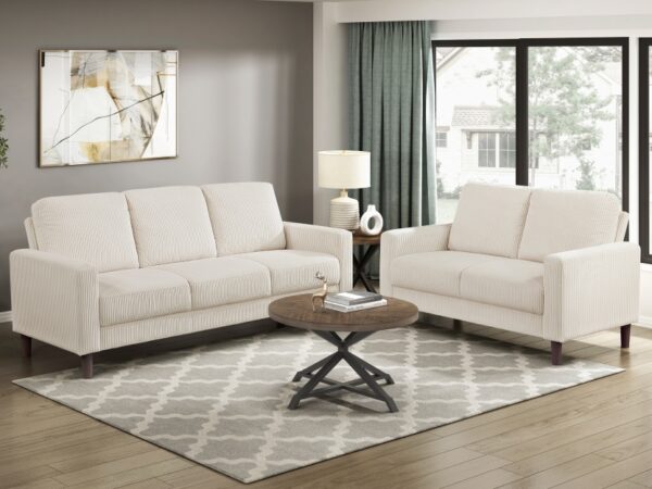 9520BEG Seating-Crandall Collection 2pc Set: Sofa, Love
