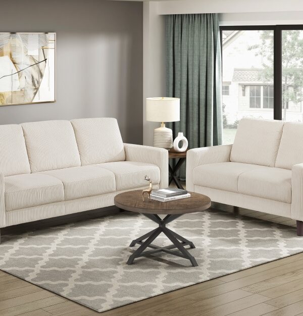 9520BEG Seating-Crandall Collection 2pc Set: Sofa, Love