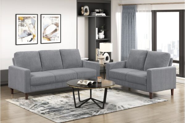 9520GRY Seating-Crandall Collection 2pc Set: Sofa, Love