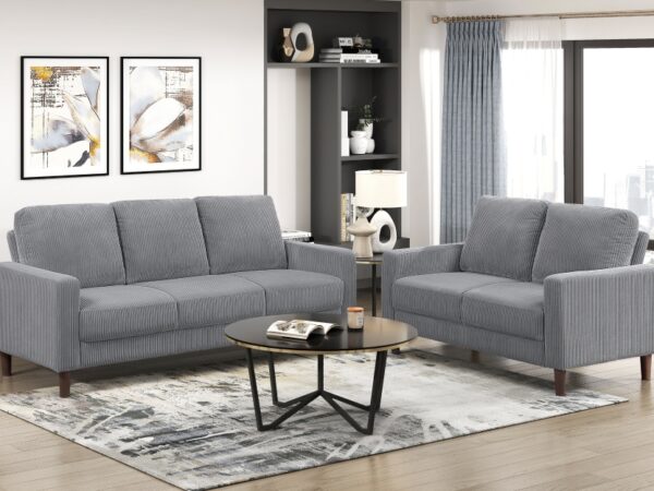 9520GRY Seating-Crandall Collection 2pc Set: Sofa, Love
