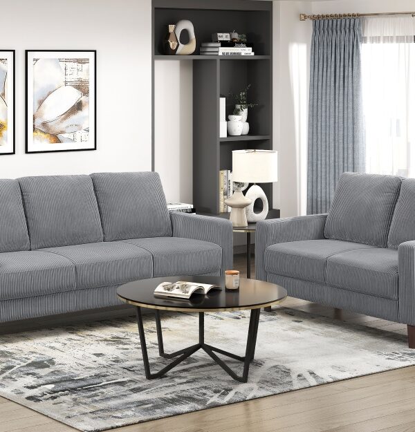 9520GRY Seating-Crandall Collection 2pc Set: Sofa, Love