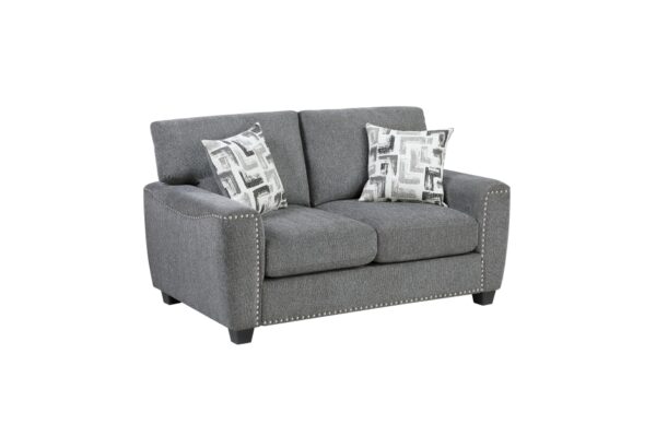 9538DGY Seating-Isabel Collection 2pc Set: Sofa, Love