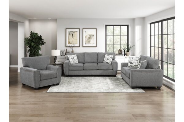 9538DGY Seating-Isabel Collection 2pc Set: Sofa, Love