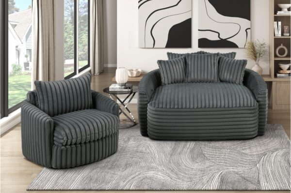 9539DGY Seating-Tomball Collection Oversized Chaise Lounge