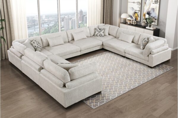 9555BEG Seating-Tinley Collection 6-Piece Modular Sectional wi...