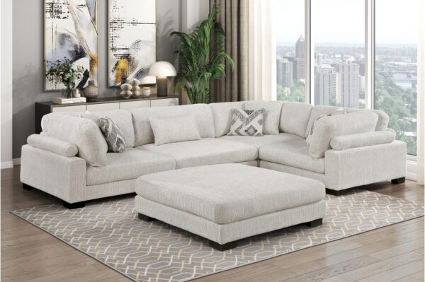 9555BEG Seating-Tinley Collection 6-Piece Modular Sectional wi...